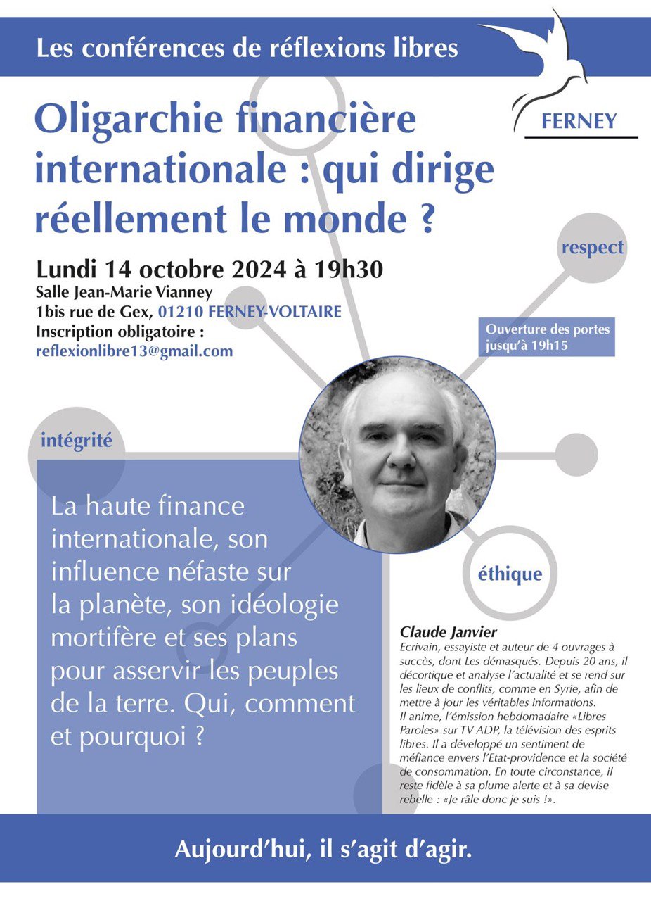 Claude Janvier : Oligarchie financière internationale, qui dirige réellement le monde ?