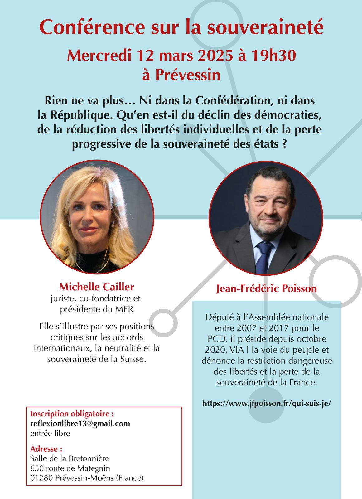 Conférence sur la souveraineté avec Michelle Cailler et Jean-Frédéric Poisson