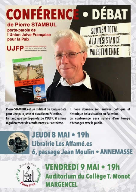 Analyse historique et politique de la situation en Palestine et du sionisme, avec P. Stambul, porte-parole de l’Union Juive Française pour la Paix (UJFP)