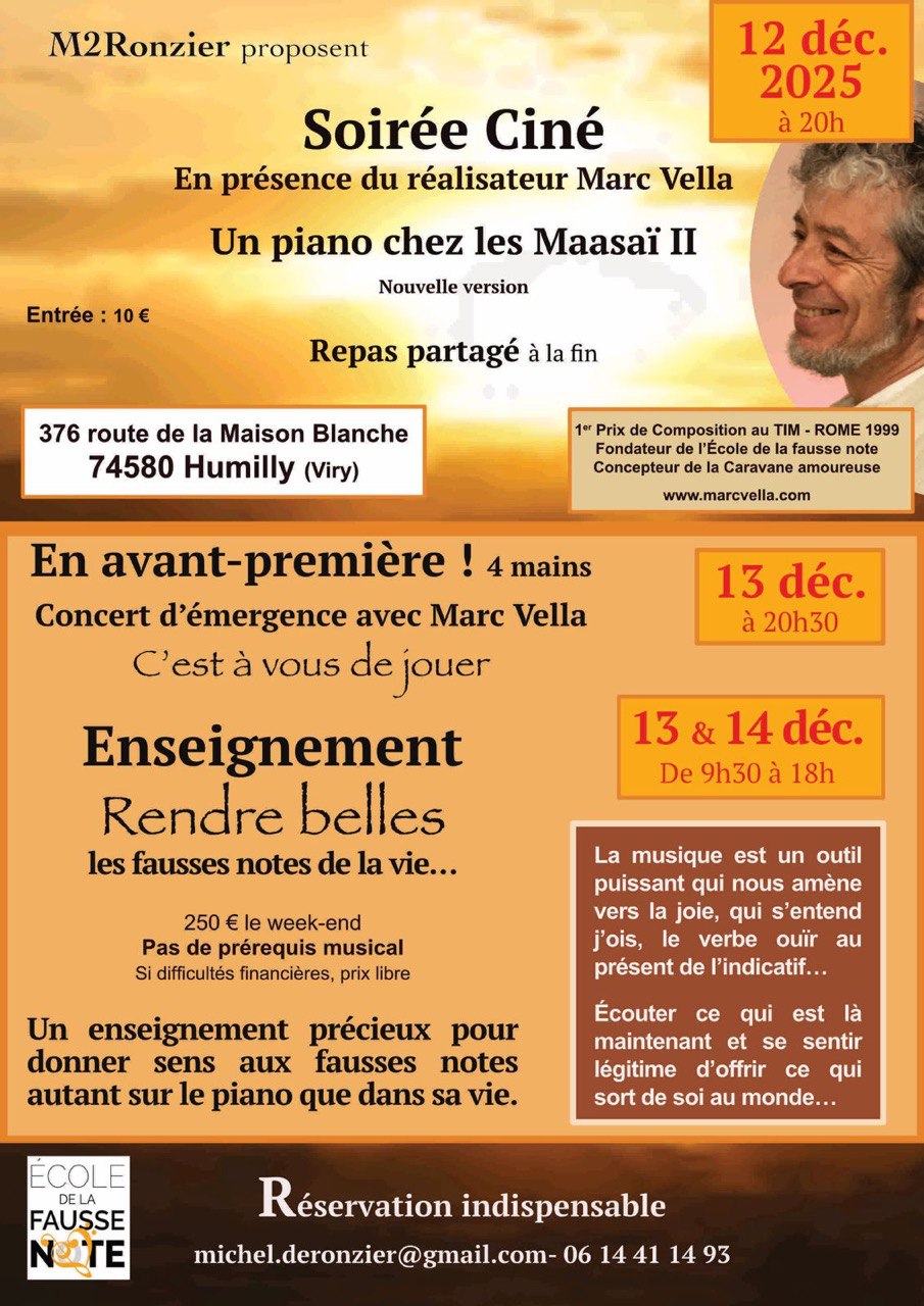 Projection de film, concert et stage du pianiste Marc Vella